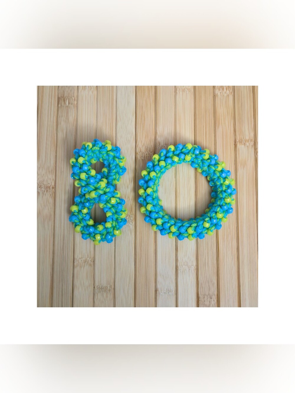 Handmade Crochet Beaded Sensory Fidget Bracelets Set of 2 Neon Lagoon  Y2K Rave